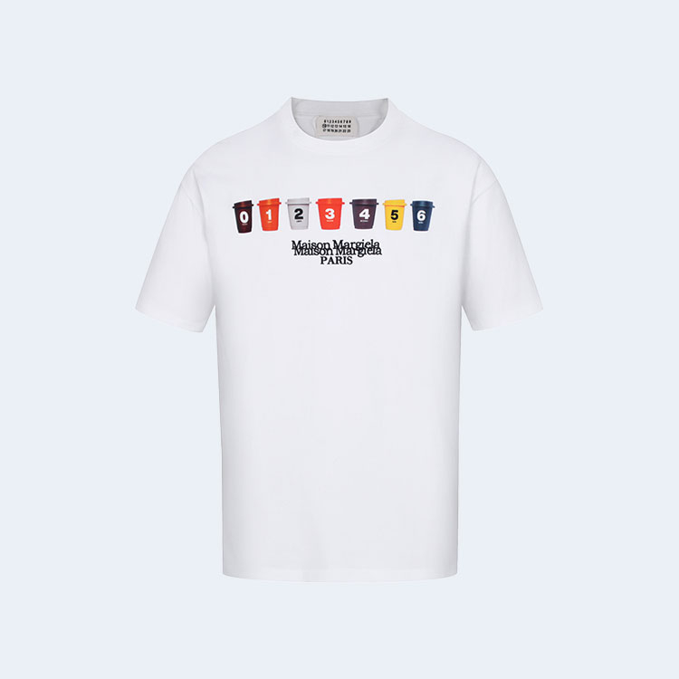 메종 마르지엘라 멀티로고 컵 화이트 티셔츠